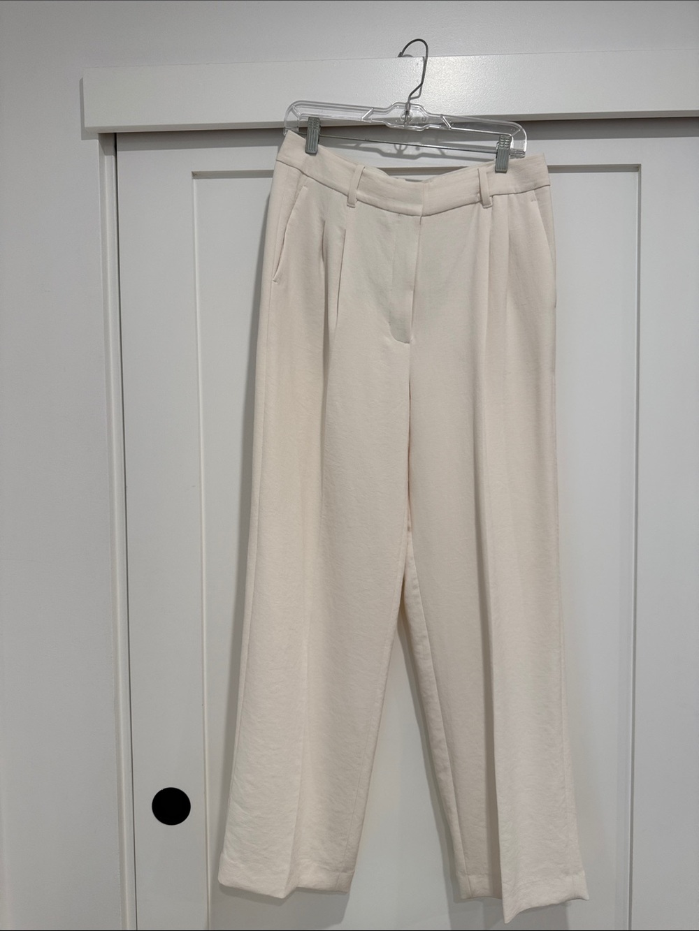 Aritzia Cream Wide-Leg Trousers the Effortless Pant